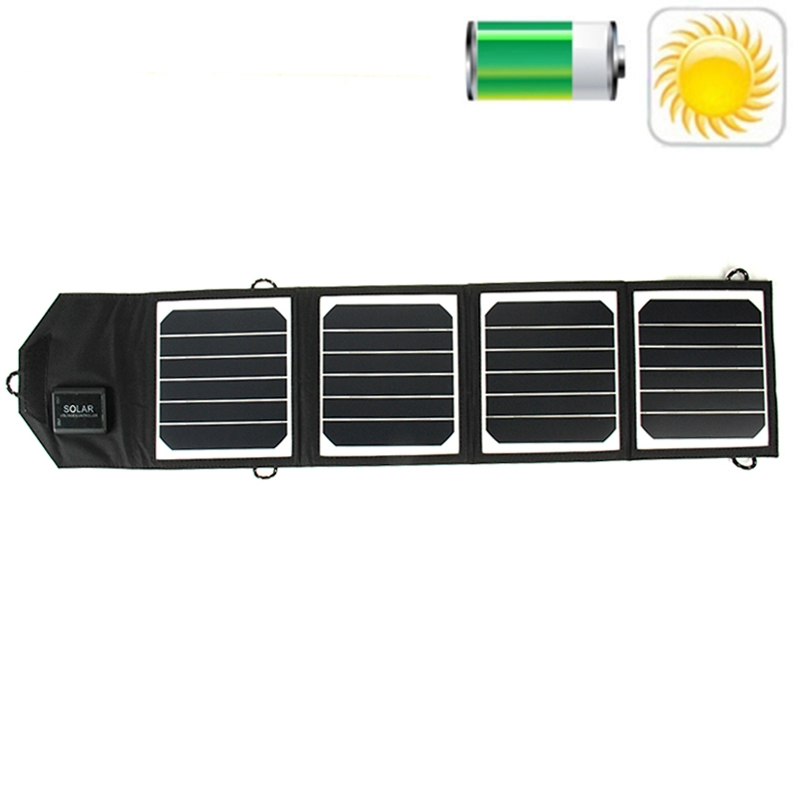 14W High Efficiency Solar Charger Portable Folding Solar Panel Charger Bag for Samsung / HTC / Nokia / Mobile Phones(Black) - Shopkiz.com