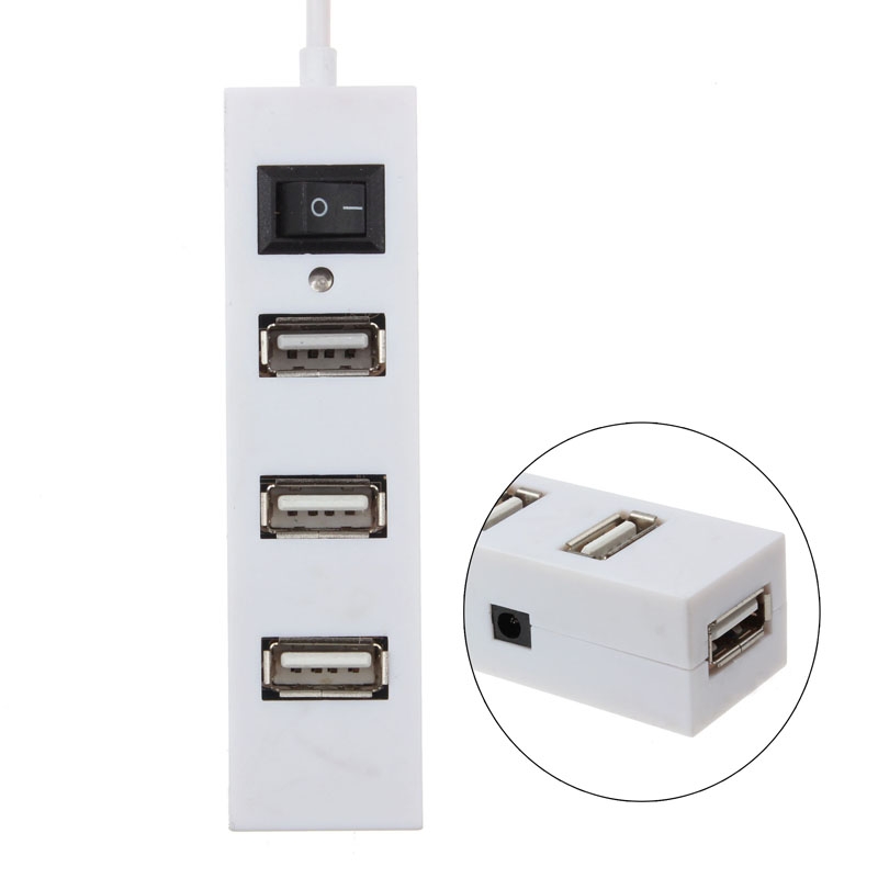 4 Ports USB HUB 2.0 USB Splitter Adapter with Switch(White) - Shopkiz.com