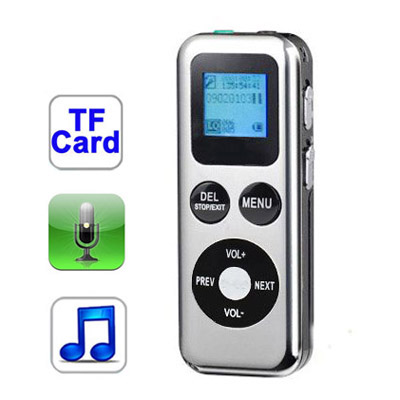 2GB Digital Voice Recorder Dictaphone MP3 Player with TF Card Slot, Support Telephone recording, Clock, Password locking, VOX function, Built in