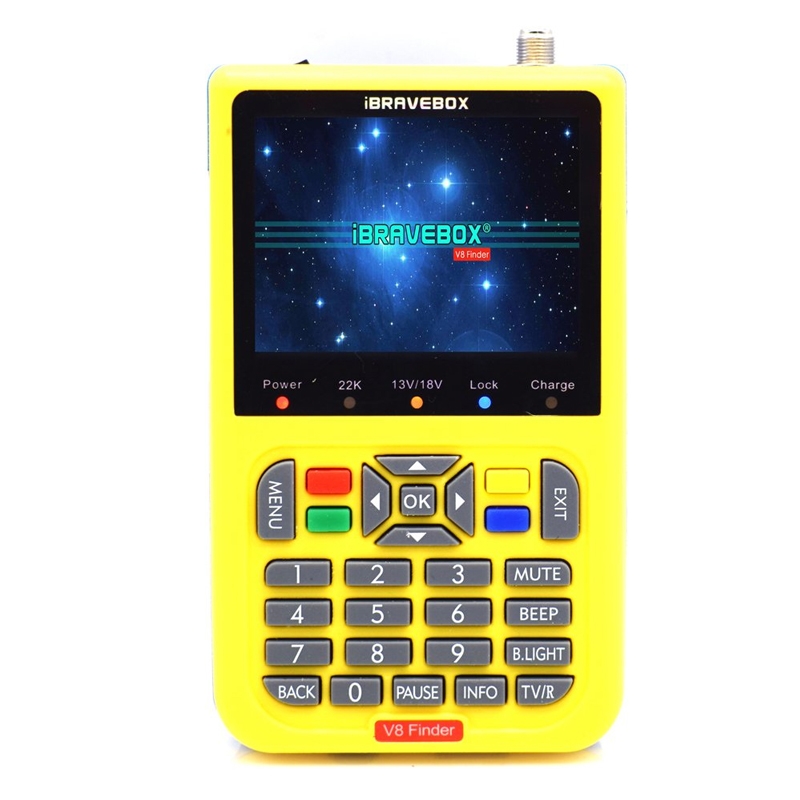 iBRAVEBOX V8 Finder Digital Satellite Signal Finder Meter, 3.5 Inch LCD Colour Screen, Support DVB Compliant & Live FTA, US Plug(Yellow) - Shopkiz.com