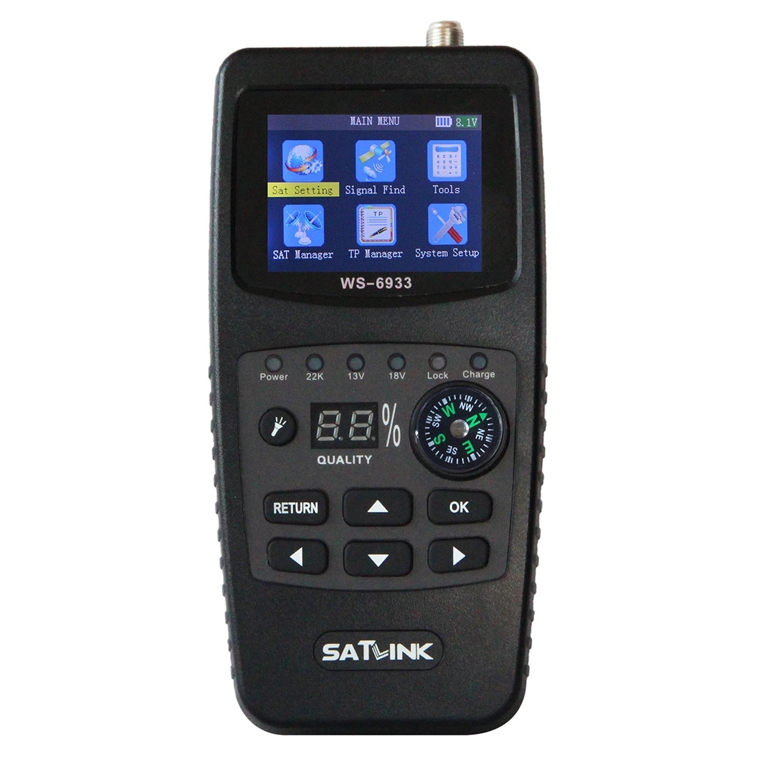 SATLINK WS6933 Portable Digital Satellite Finder Meter, 2.1 inch LCD Colour Screen, DVB-S2/S Signal Pointer(AU Plug) - Shopkiz.com
