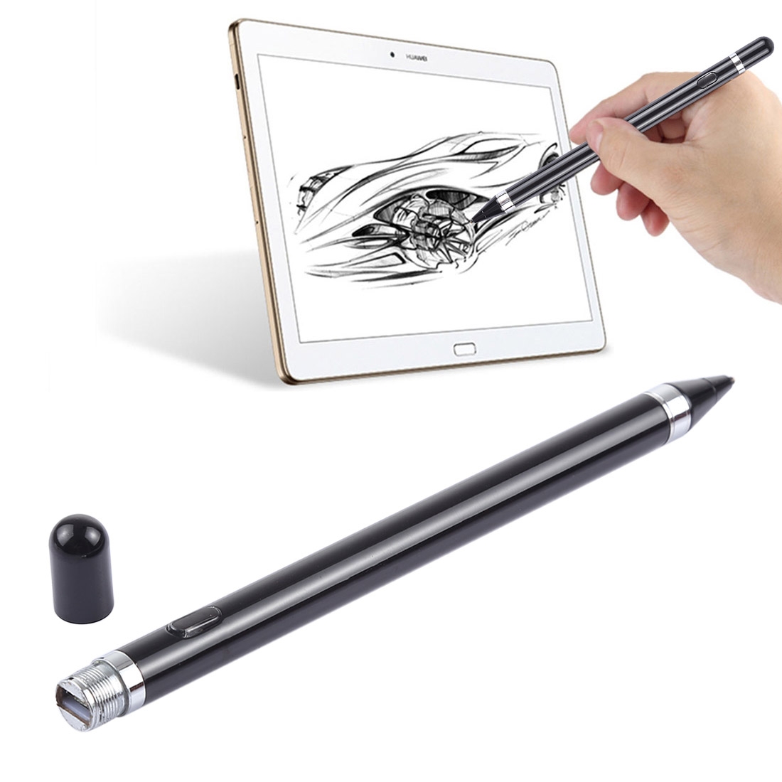 Short Universal Rechargeable Capacitive Touch Screen Stylus Pen with 2.3mm Superfine Metal Nib, For iPhone, iPad, Samsung, and Other Capacitive Touch