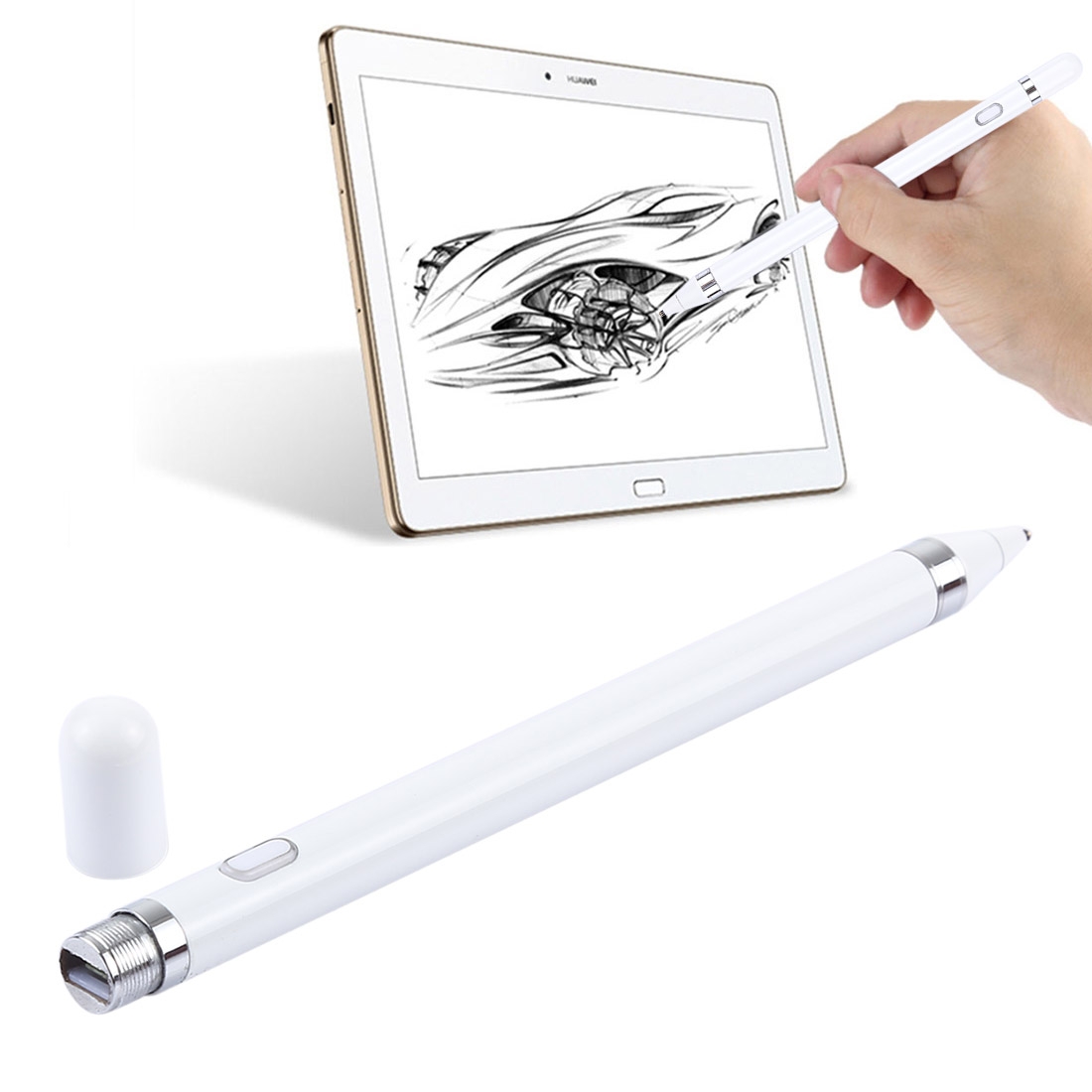 Short Universal Rechargeable Capacitive Touch Screen Stylus Pen with 2.3mm Superfine Metal Nib, For iPhone, iPad, Samsung, and Other Capacitive Touch