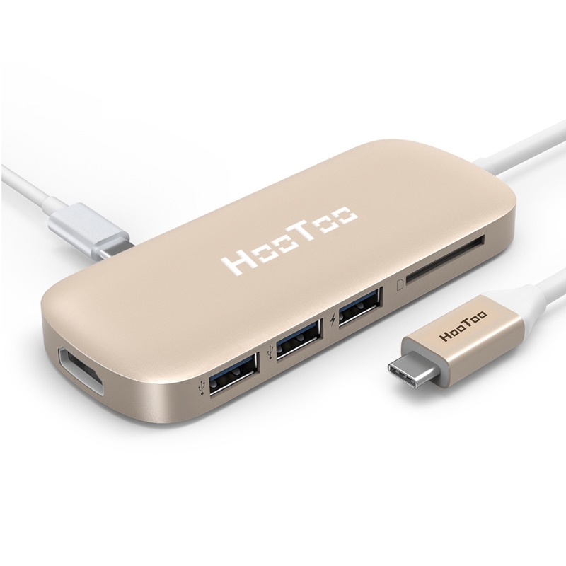 ANKER RAVPOWER Hootoo 6 in 1 60W 3 USB 3.0 Ports HUB Docking Station for Macbook / Macbook Pro / Macbook Pro 2016 / 2017, with USB-C / Type-C