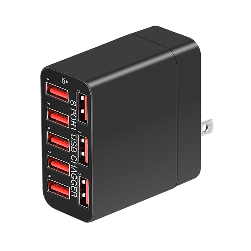 WLX-82 40W Max 8 Ports USB Charger Adapter, US Plug(Black) - Shopkiz.com