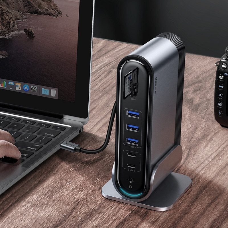 Baseus Working Station Multifunctional USB / Type-C HUB Adapter without Power(Grey) - Shopkiz.com