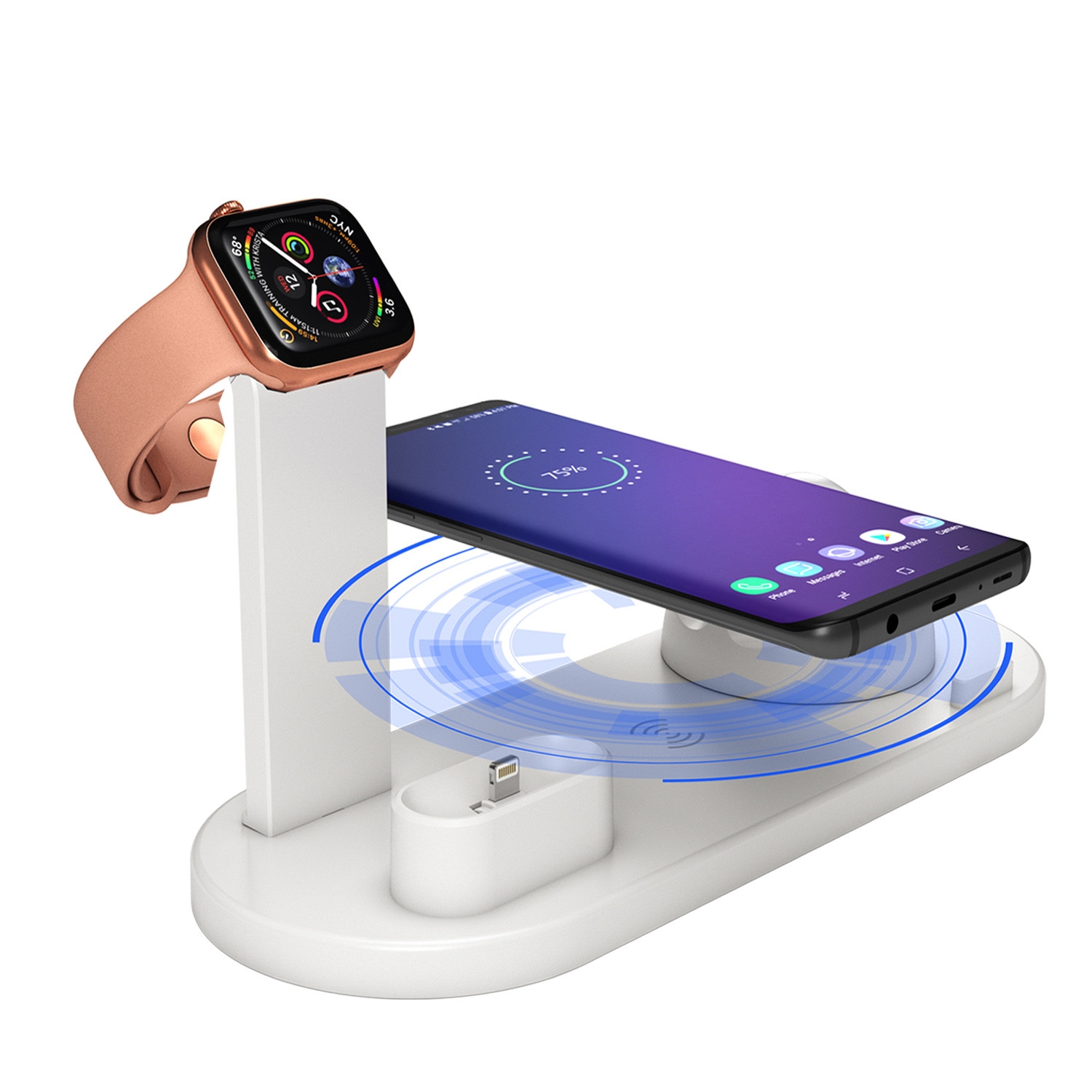 HQ-UD15 Rotatable Wireless Charging Base with Stand for Phones / iWatches / AirPods (White) - Shopkiz.com