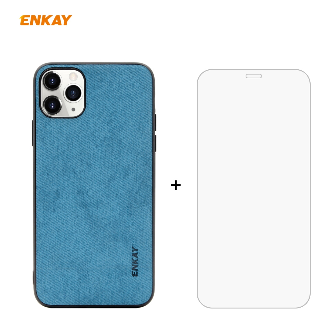 For iPhone 11 Pro ENKAY ENK-PC0292 2 in 1 Business Series Fabric Texture PU Leather + TPU Soft Slim CaseCover & 0.26mm 9H 2.5D Tempered Glass