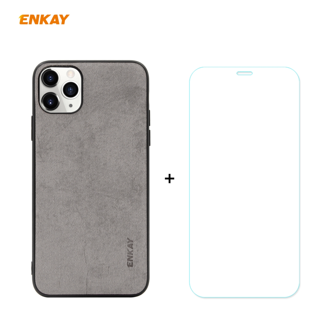 For iPhone 11 Pro Max ENKAY ENK-PC0302 2 in 1 Business Series Fabric Texture PU Leather + TPU Soft Slim Case Cover & 0.26mm 9H 2.5D Tempered Glass