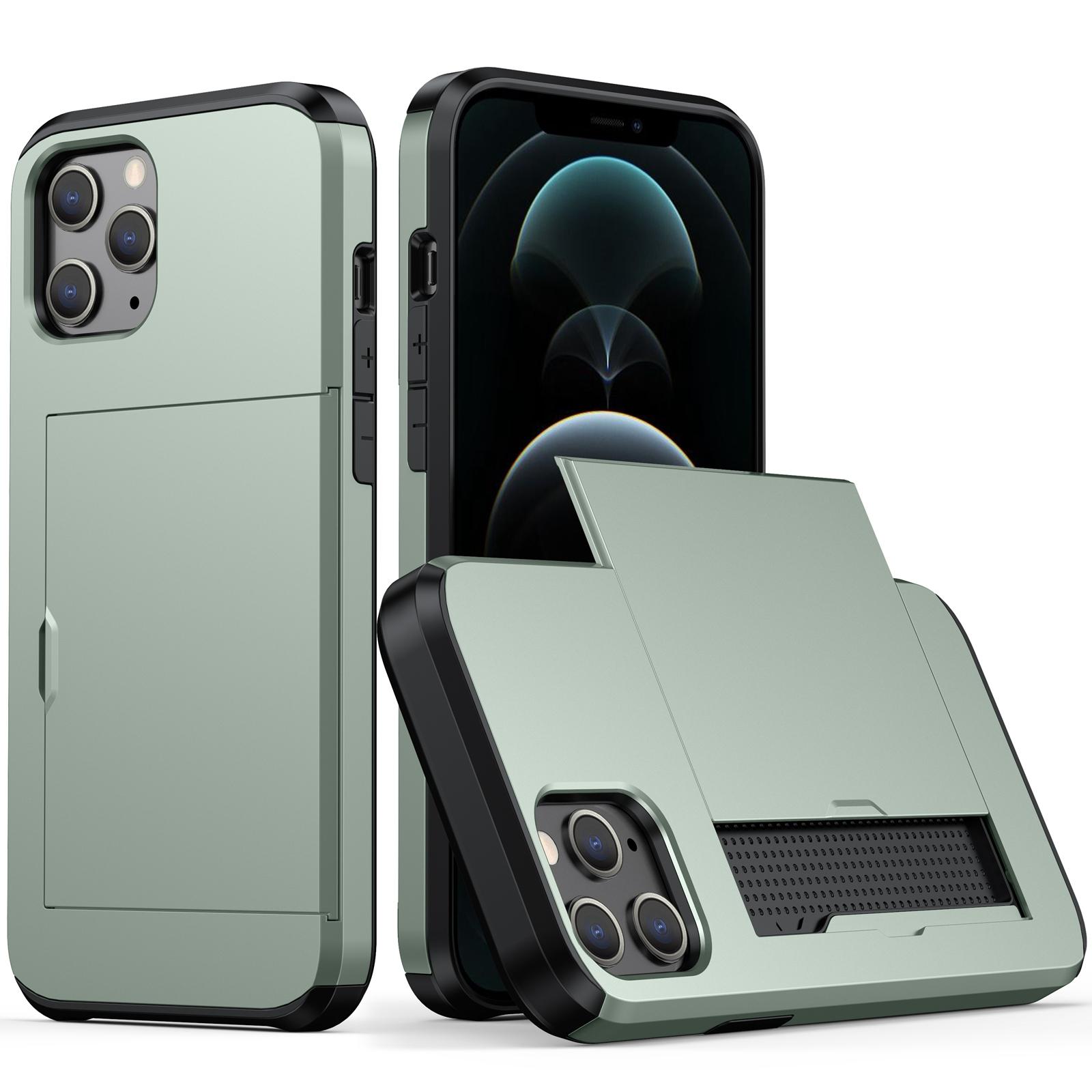 For iPhone 12 Pro Max Shockproof Rugged Armor Protective Case with Card Slot(Army Green) - Shopkiz.com