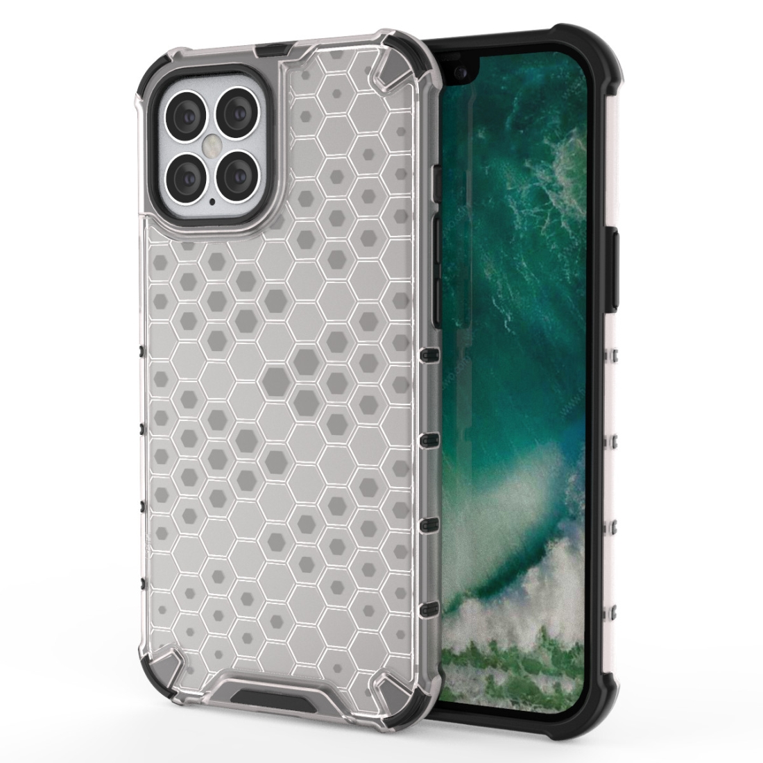 For iPhone 12 mini Shockproof Honeycomb PC + TPU Case(White) - Shopkiz.com