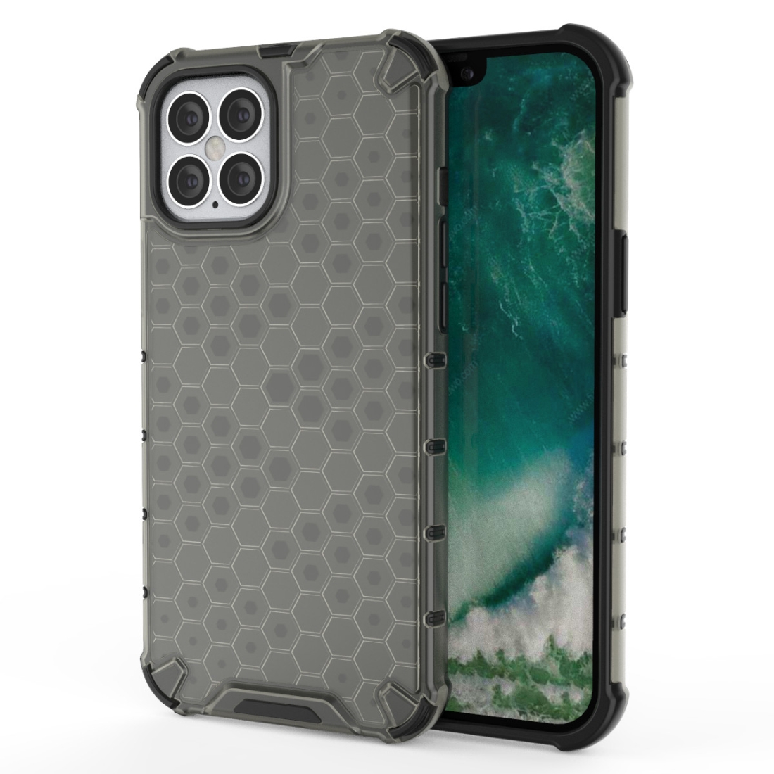 For iPhone 12 / 12 Pro Shockproof Honeycomb PC + TPU Case(Grey) - Shopkiz.com