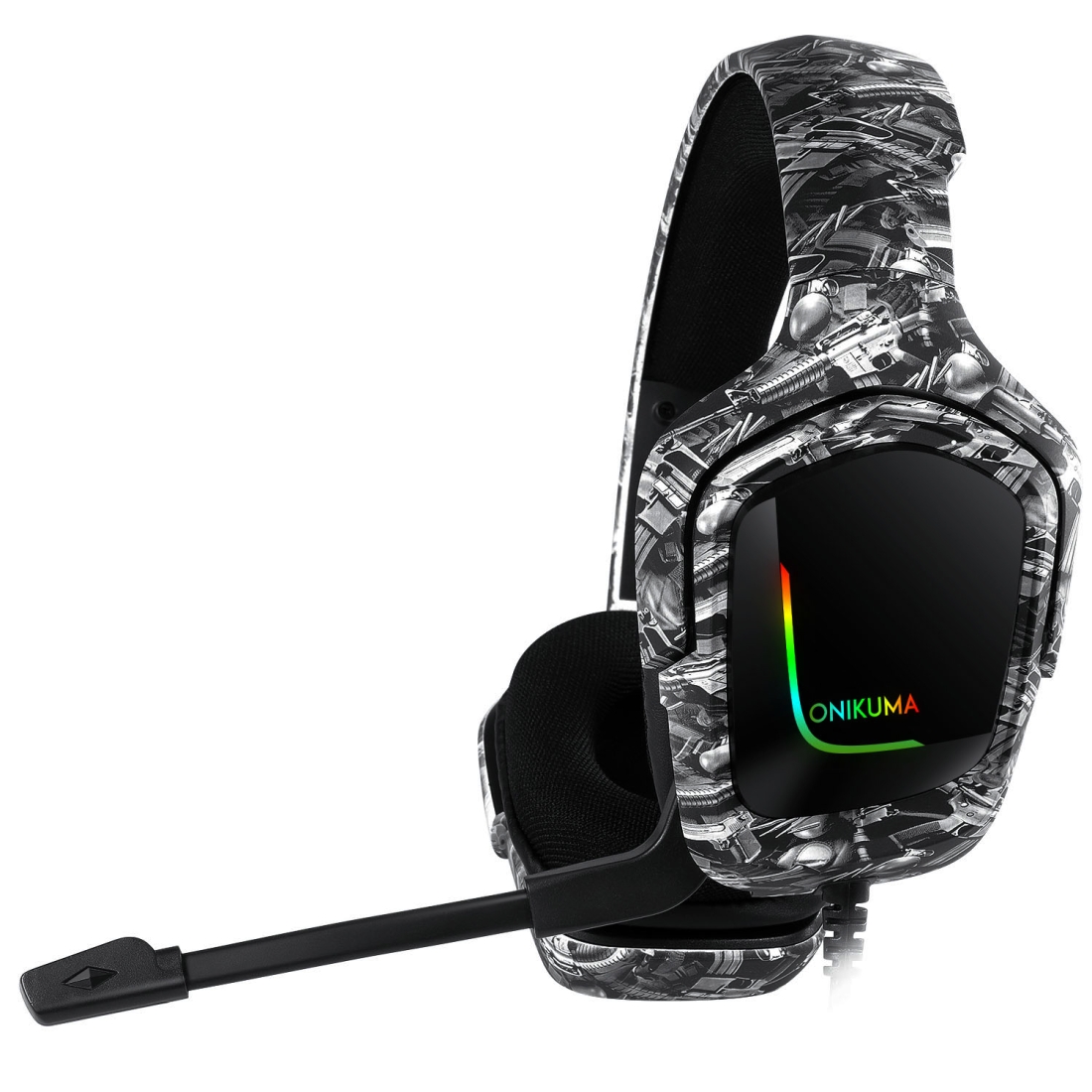 ONIKUMA K20 PS4 Surround Sound Bass PC Gamer Headphone with Microphone, RGB Light(Black Gray) - Shopkiz.com