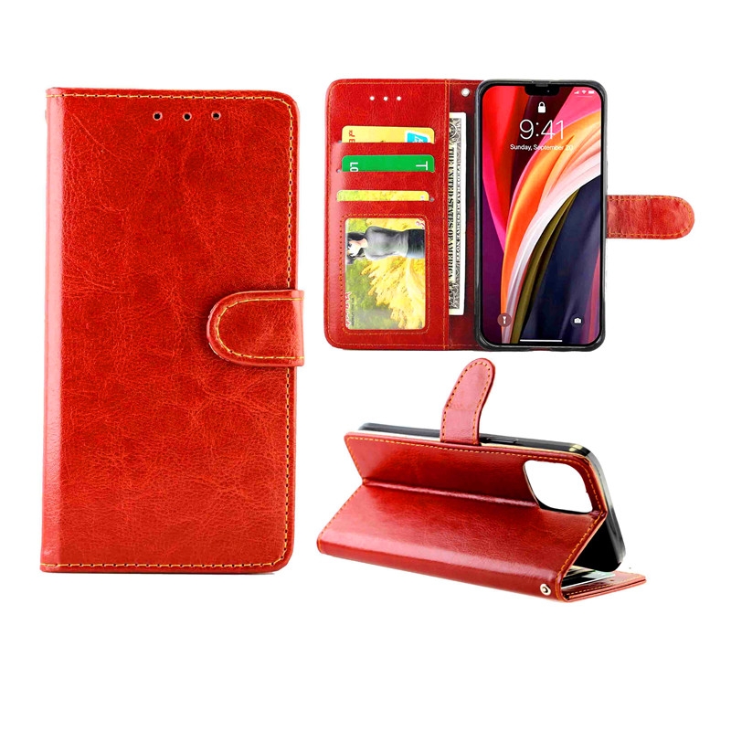 For iPhone 12 mini Crazy Horse Texture Leather Horizontal Flip Protective Case with Holder & Card Slots & Wallet & Photo Frame(Brown) - Shopkiz.com