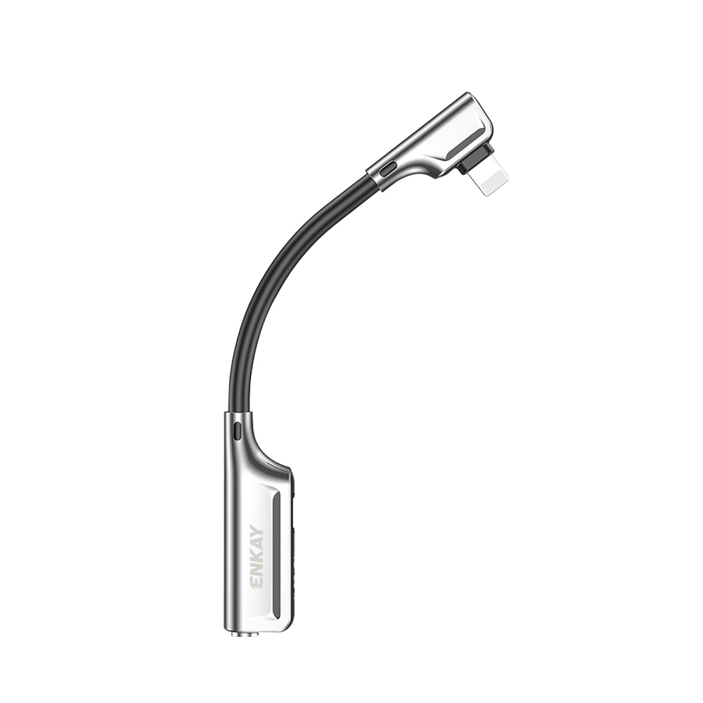 ENKAY ENK-AT103 8 Pin to 3.5mm Audio ＆ 8 Pin Charging Interfaces Converter Zinc Alloy Adapter(Silver) - Shopkiz.com