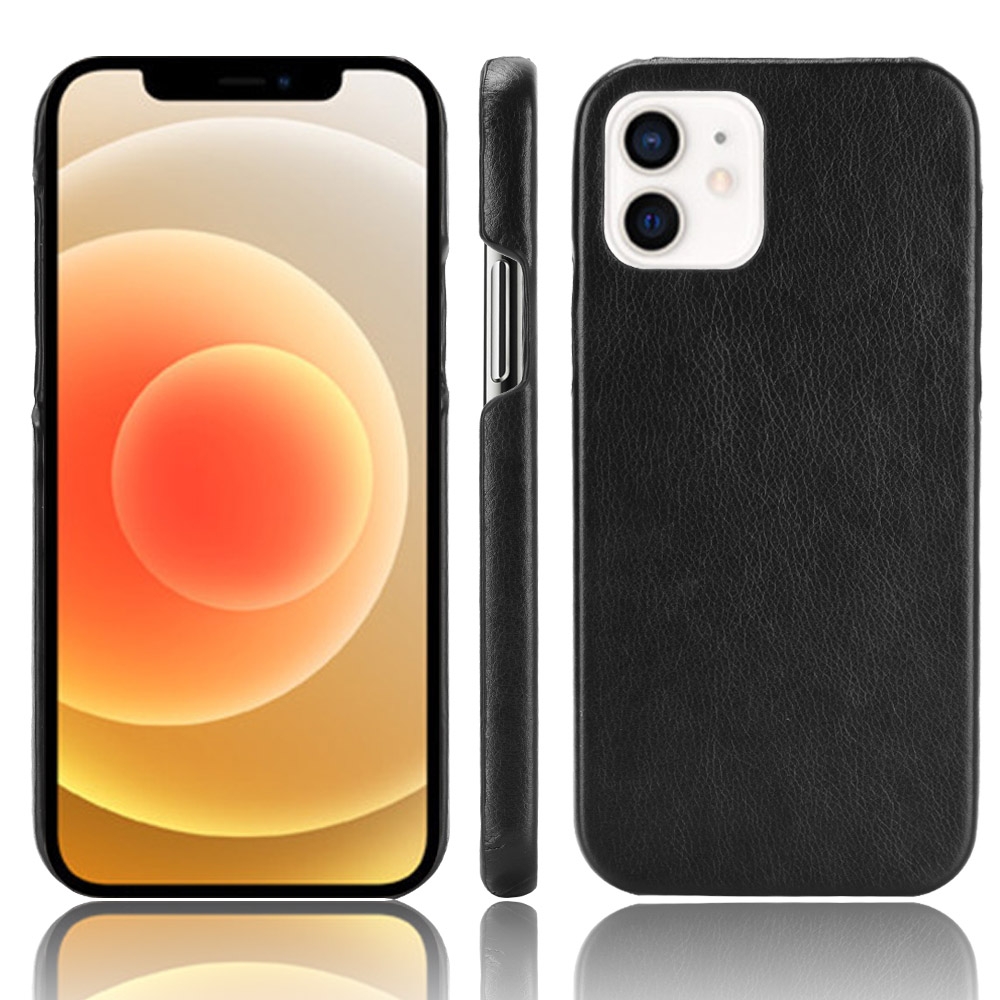 For iPhone 12 mini Shockproof Litchi Texture PC + PU Case(Black) - Shopkiz.com