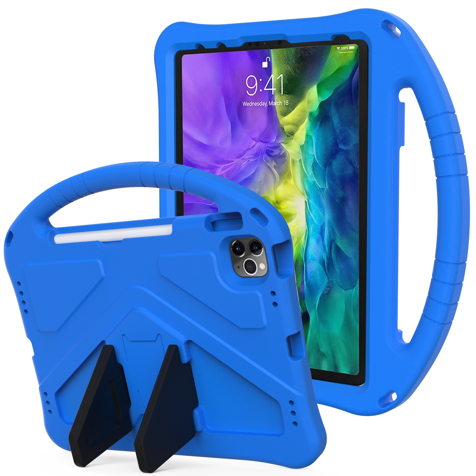 For iPad Pro 11(2020&2018) EVA Flat Anti Falling Protective Tablet Case Shell with Holder(Blue) - Shopkiz.com