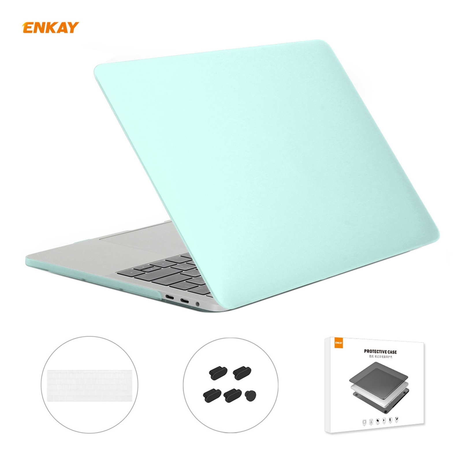 ENKAY 3 in 1 Matte Laptop Protective Case + EU Version TPU Keyboard Film + Anti-dust Plugs Set for MacBook Pro 15.4 inch A1707 & A1990 (with Touch