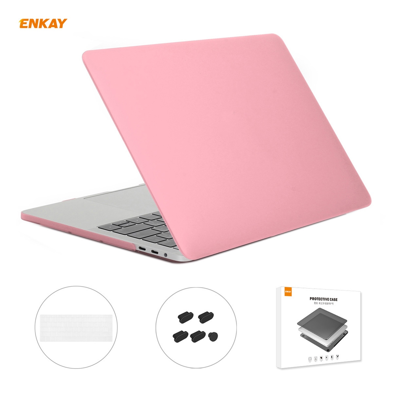 ENKAY 3 in 1 Matte Laptop Protective Case + EU Version TPU Keyboard Film + Anti-dust Plugs Set for MacBook Pro 15.4 inch A1707 & A1990 (with Touch