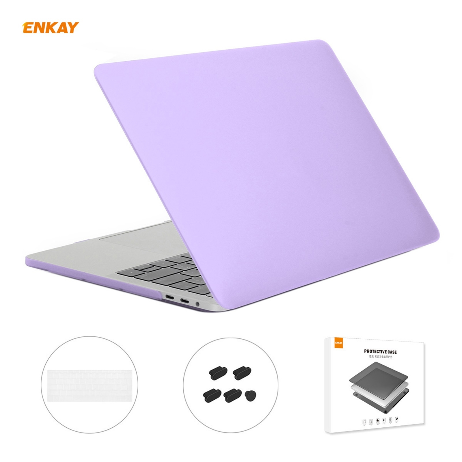 ENKAY 3 in 1 Matte Laptop Protective Case + EU Version TPU Keyboard Film + Anti-dust Plugs Set for MacBook Pro 15.4 inch A1707 & A1990 (with Touch