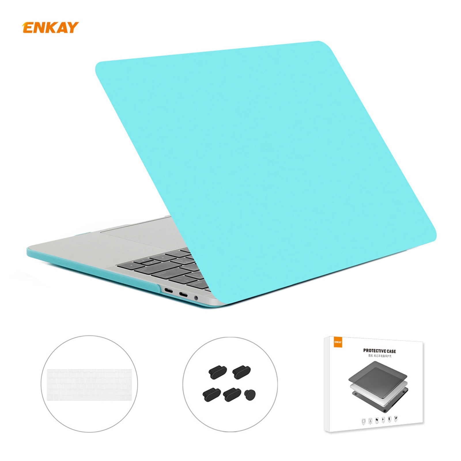 ENKAY 3 in 1 Matte Laptop Protective Case + EU Version TPU Keyboard Film + Anti-dust Plugs Set for MacBook Pro 15.4 inch A1707 & A1990 (with Touch
