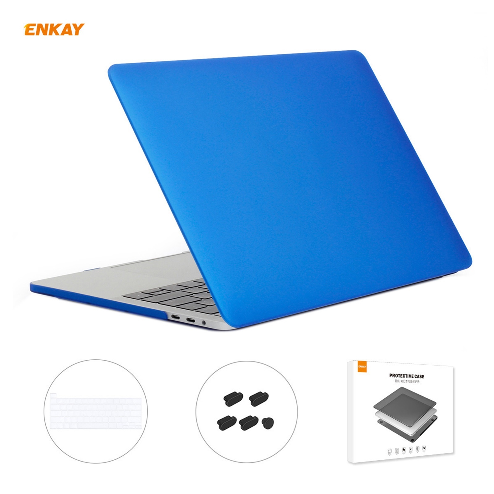 ENKAY 3 in 1 Matte Laptop Protective Case + US Version TPU Keyboard Film + Anti-dust Plugs Set for MacBook Pro 16 inch A2141 (with Touch Bar)(Dark