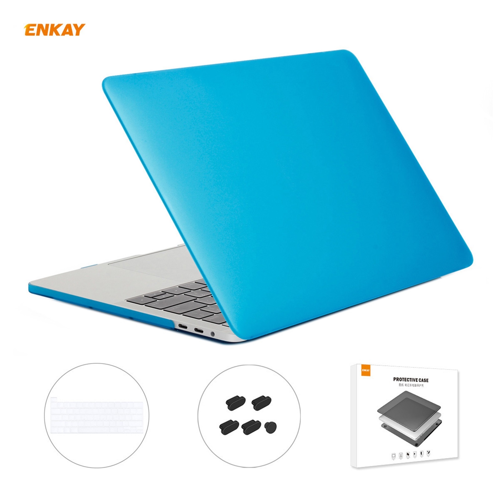 ENKAY 3 in 1 Matte Laptop Protective Case + US Version TPU Keyboard Film + Anti-dust Plugs Set for MacBook Pro 16 inch A2141 (with Touch Bar)(Light
