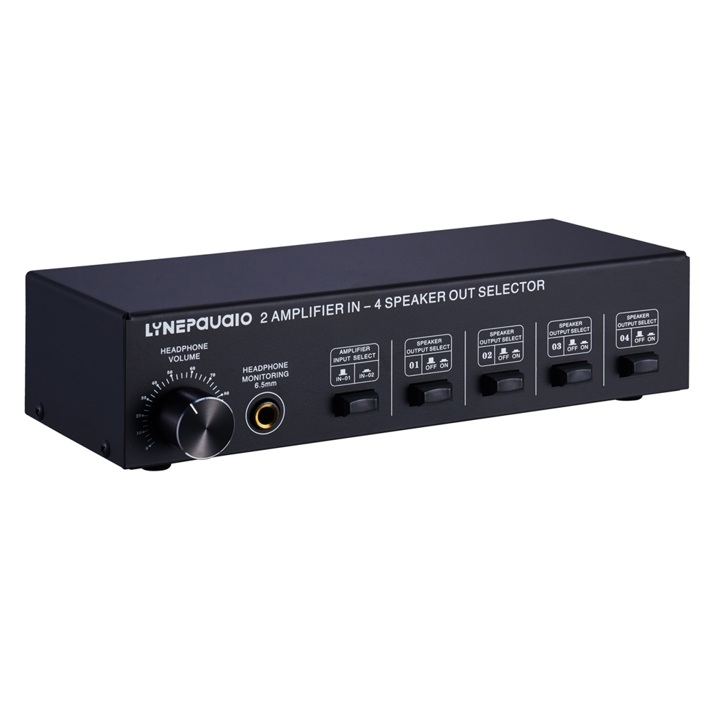 B032 2-in 4-out Power Amplifier Sound Switcher Speaker  Lossless Sound Quality 300W Per Channel Switch Distributor Comparator with Headset Monitoring