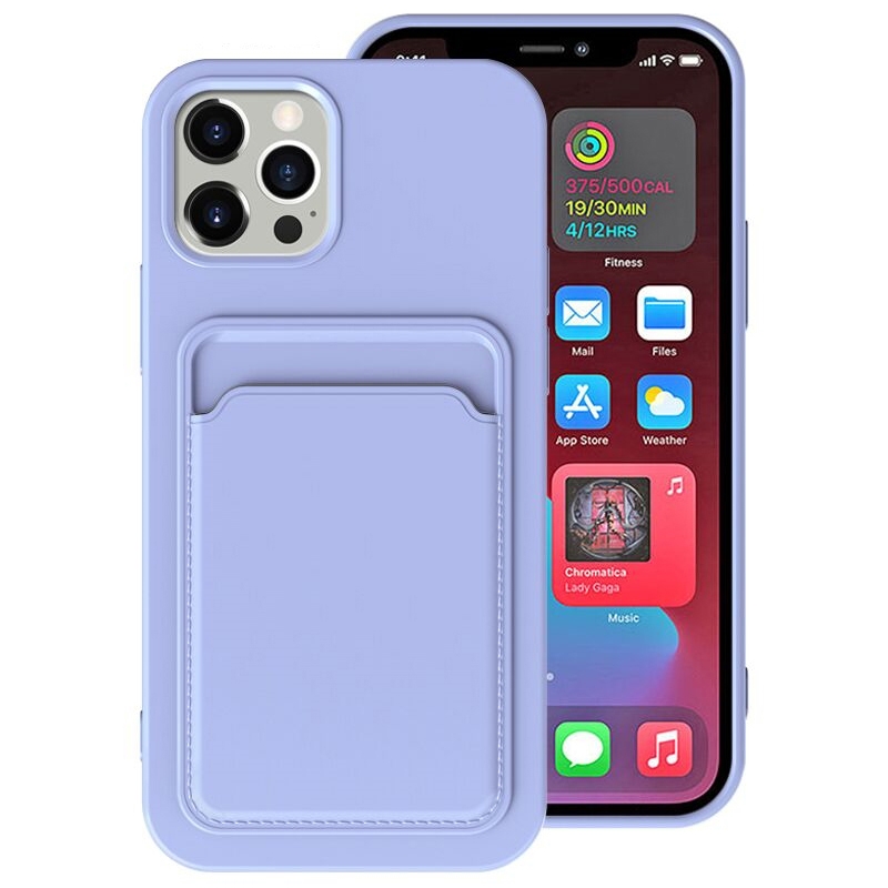 For iPhone 12 TPU + Flannel Lining Shockproof Case with Card Slots(Light Purple) - Shopkiz.com