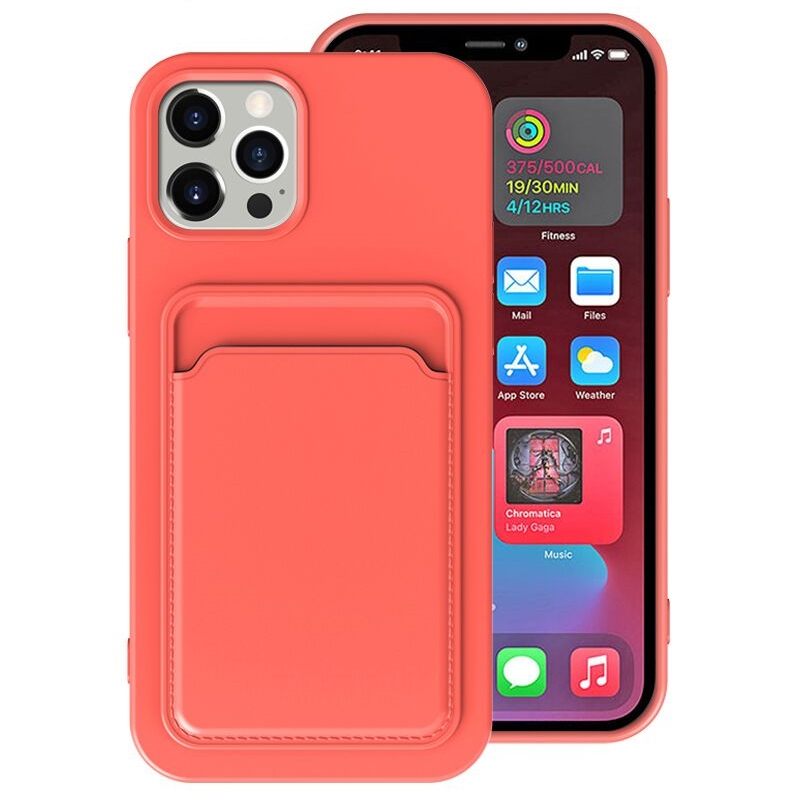 For iPhone 12 mini TPU + Flannel Lining Shockproof Case with Card Slots For iPhone 12 Mini(Orange Pink) - Shopkiz.com