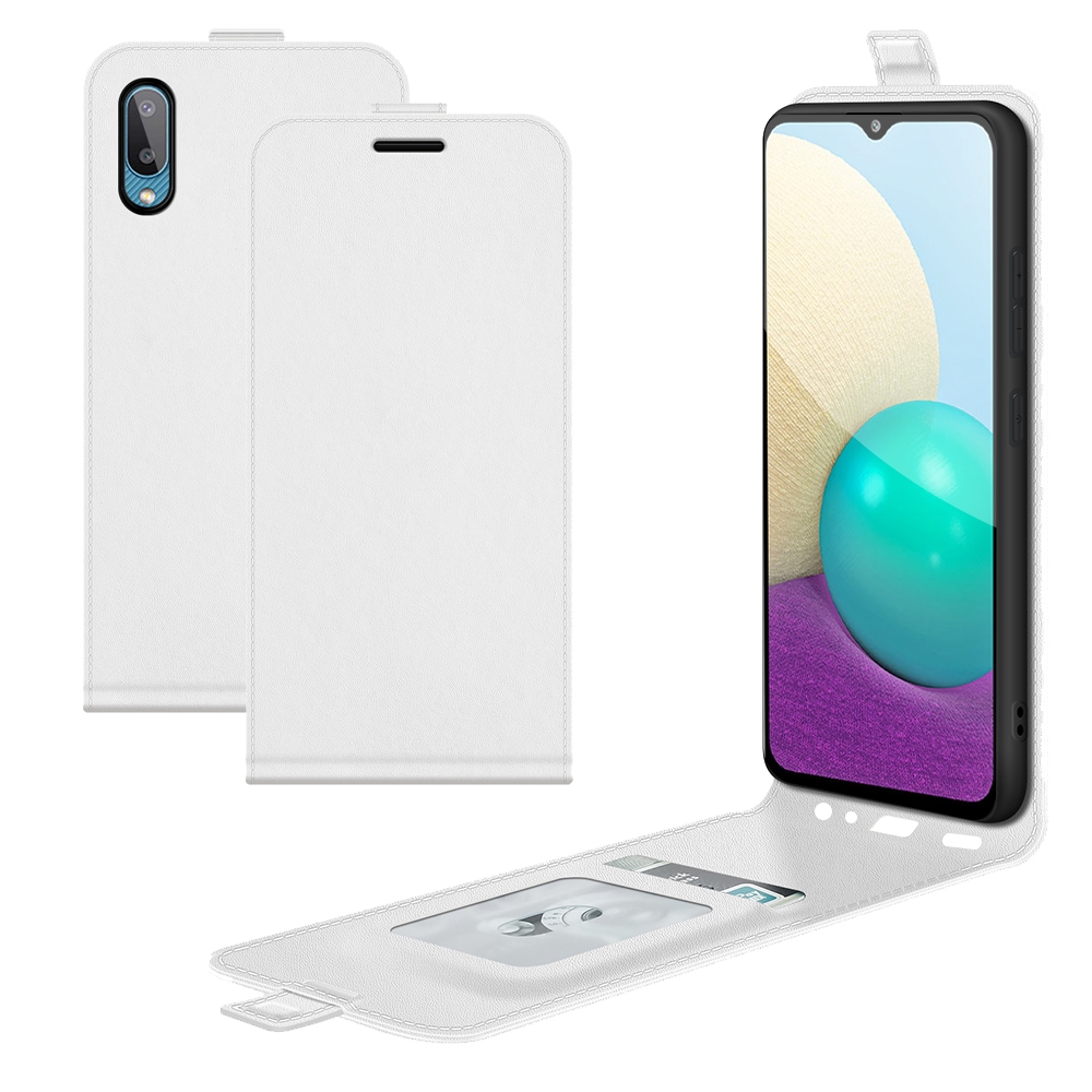 For Samsung Galaxy A02 R64 Texture Single Vertical Flip Leather Protective Case with Card Slots & Photo Frame(White)