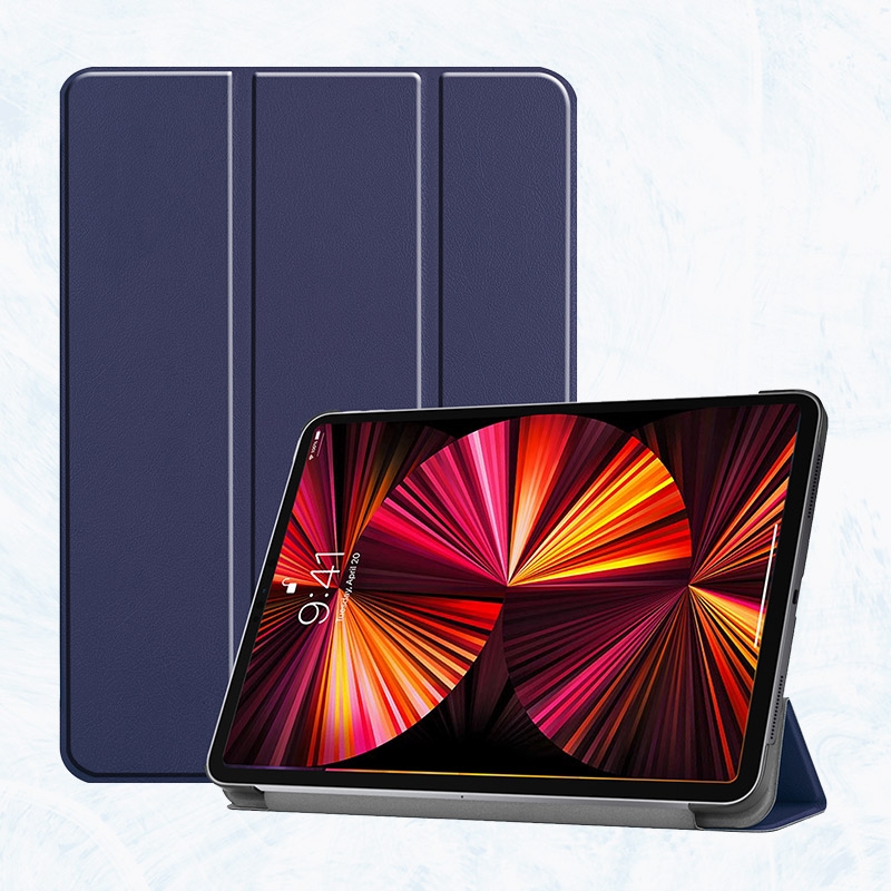 For iPad Pro 11 2022 / 2021 / 2020 ENKAY 3-Folding Shockproof PC Cover Custer Texture PU Leather Tablet Case with Holder & Sleep / Wake-up