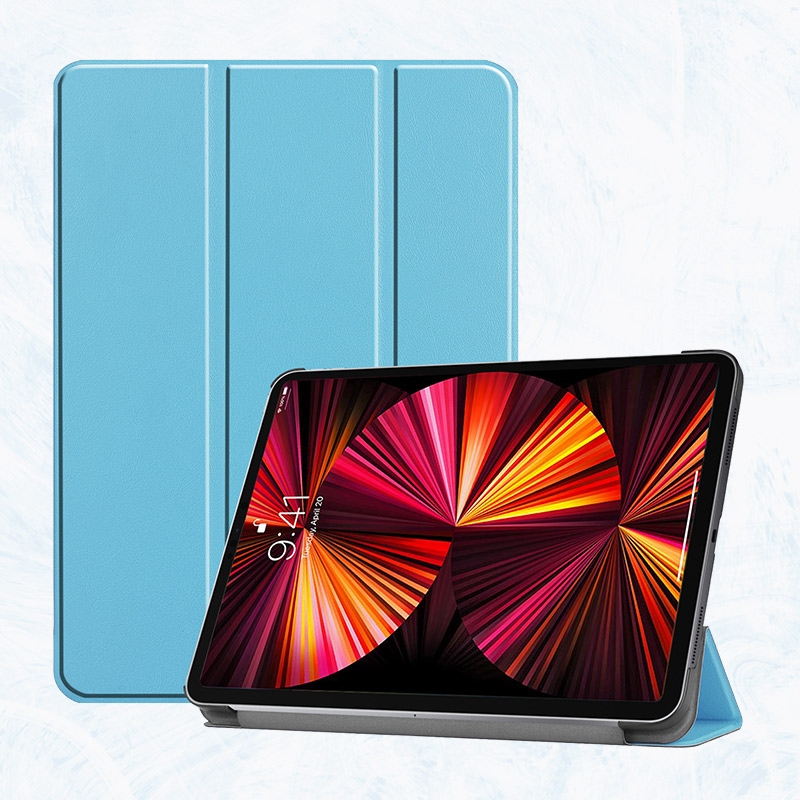For iPad Pro 11 2022 / 2021 / 2020 ENKAY 3-Folding Shockproof PC Cover Custer Texture PU Leather Tablet Case with Holder & Sleep / Wake-up
