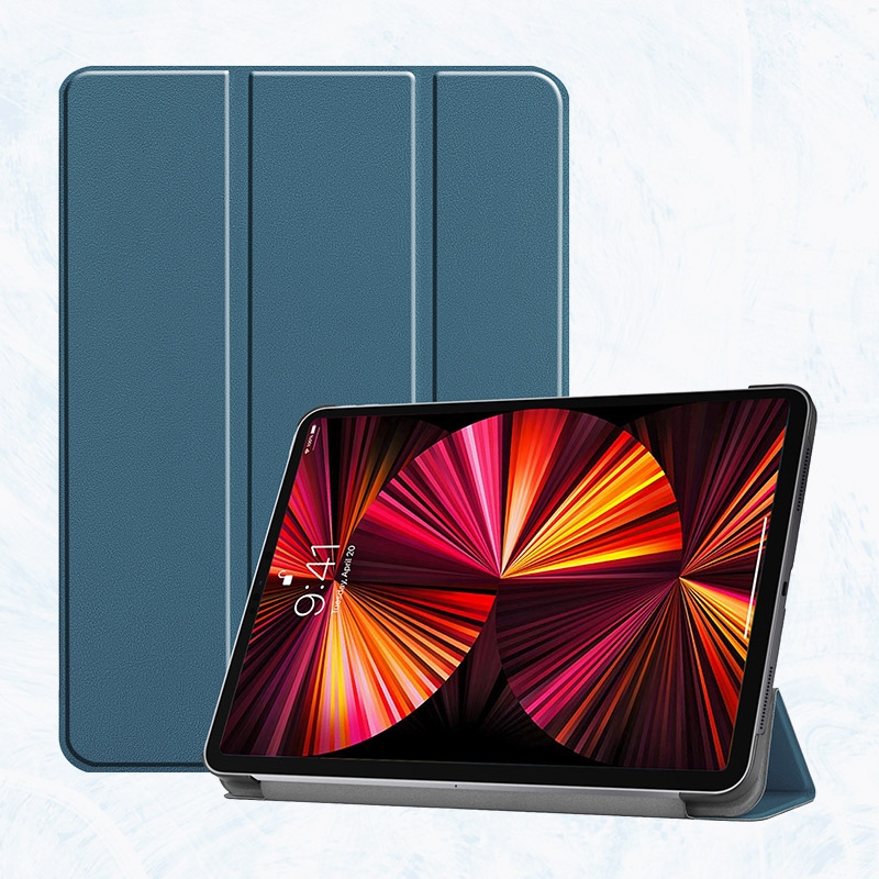 For iPad Pro 11 2022 / 2021 / 2020 ENKAY 3-Folding Shockproof PC Cover Custer Texture PU Leather Tablet Case with Holder & Sleep / Wake-up