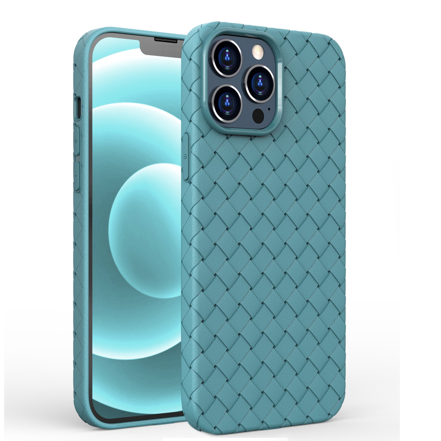 For iPhone 13 Pro Full Coverage Woven Shockproof TPU Case (Grey) - Shopkiz.com