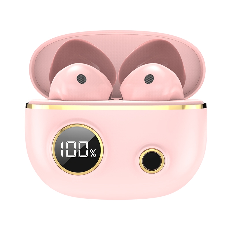 PRO100 TWS Bluetooth 5.2 Noise Canceling Waterproof Earphones 9D Stereo Sports Headphone with Charging Case(Pink) - Shopkiz.com