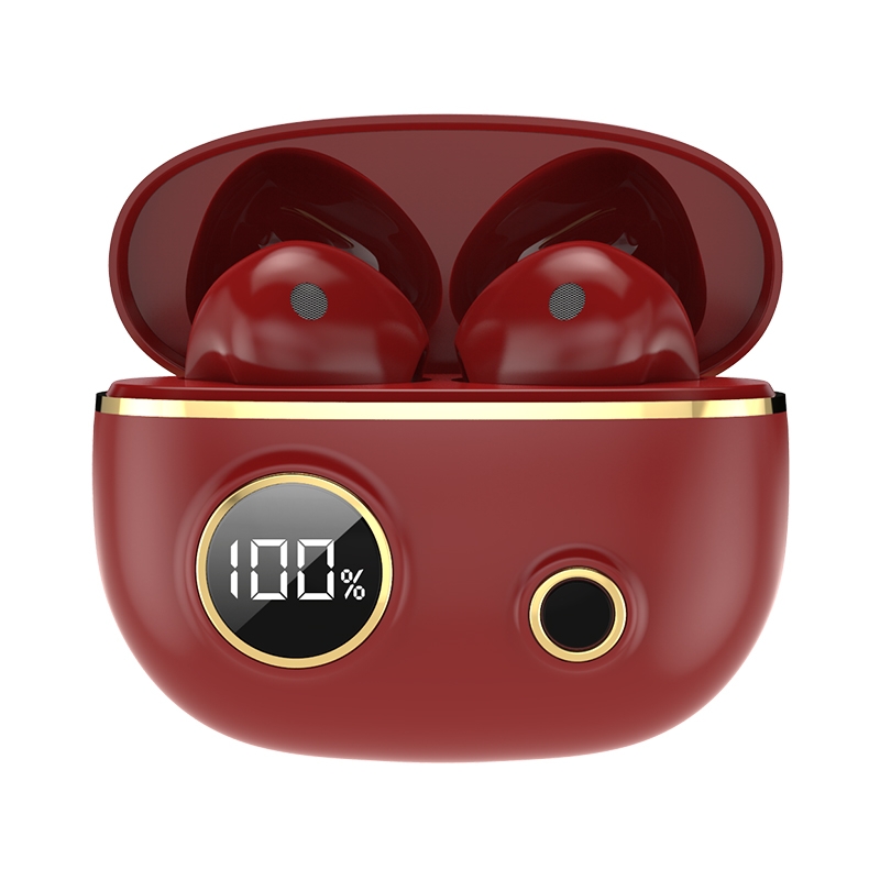 PRO100 TWS Bluetooth 5.2 Noise Canceling Waterproof Earphones 9D Stereo Sports Headphone with Charging Case(Red) - Shopkiz.com