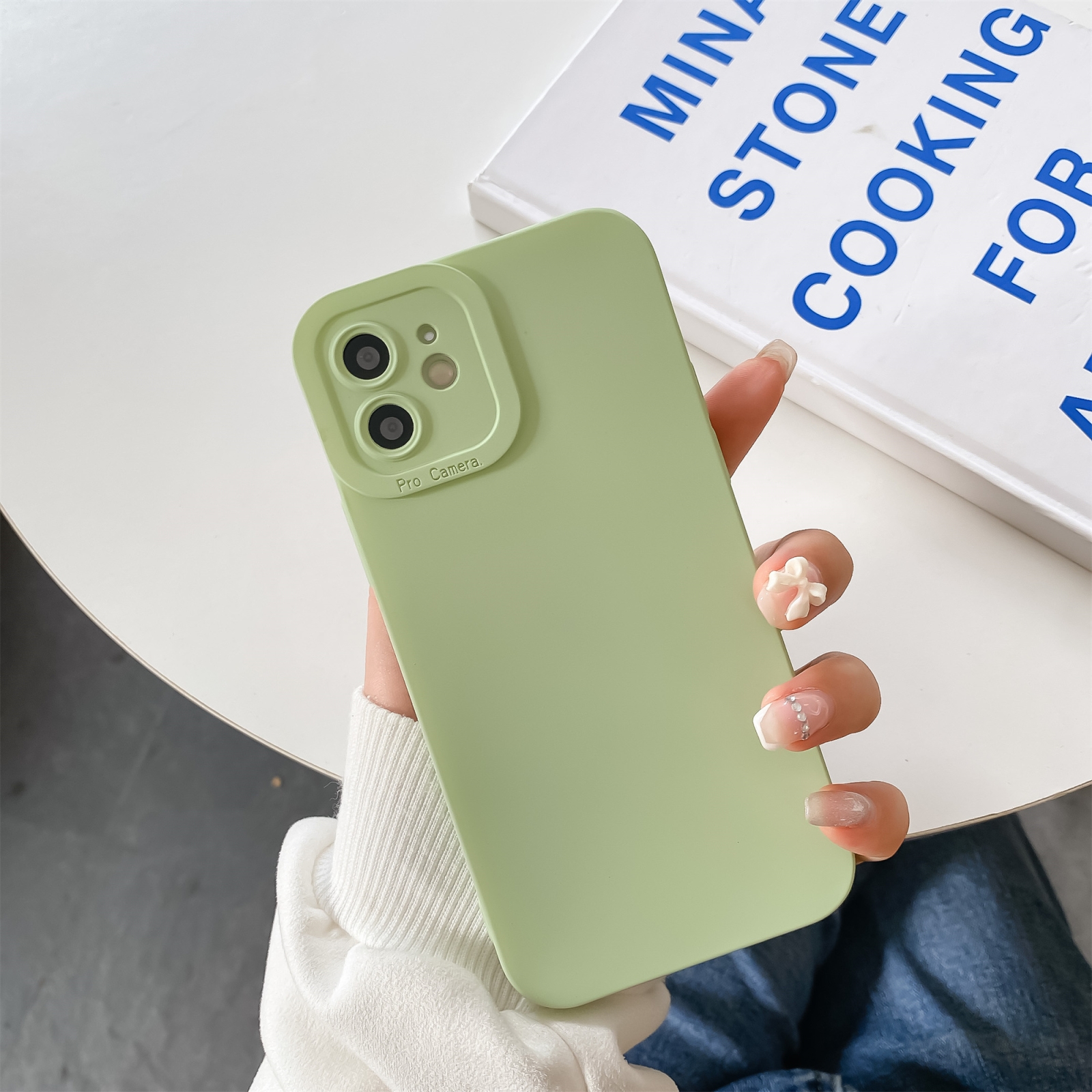 For iPhone 12 Pro Max Straight Side Liquid Silicone Phone Case(Light Green) - Shopkiz.com