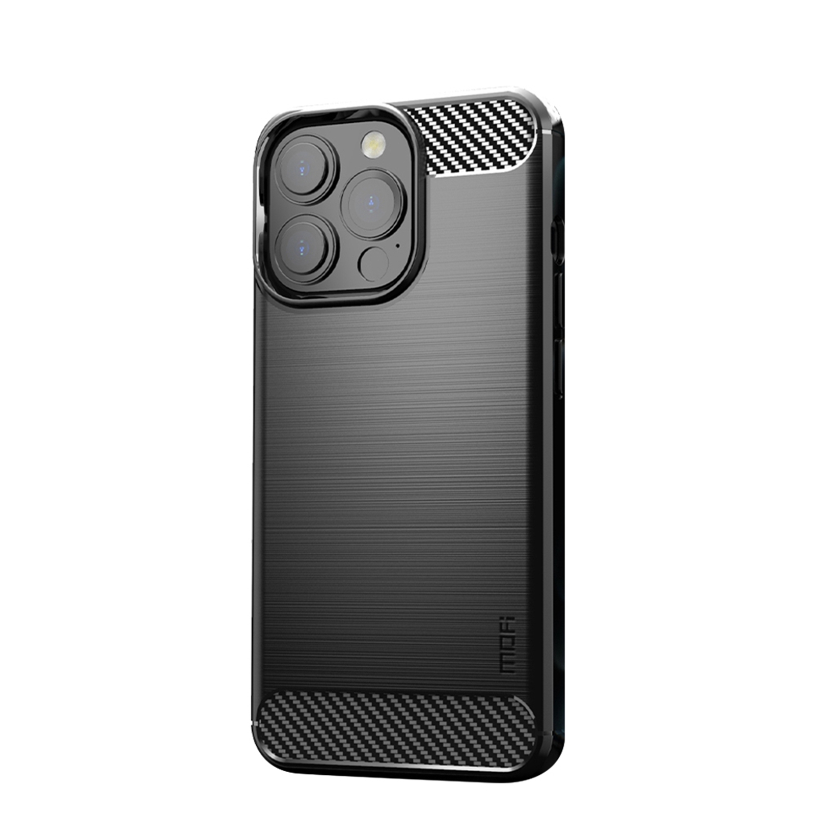 For iPhone 13 Pro Max MOFI Gentleness Series Brushed Texture Carbon Fiber Soft TPU Case (Black) - Shopkiz.com