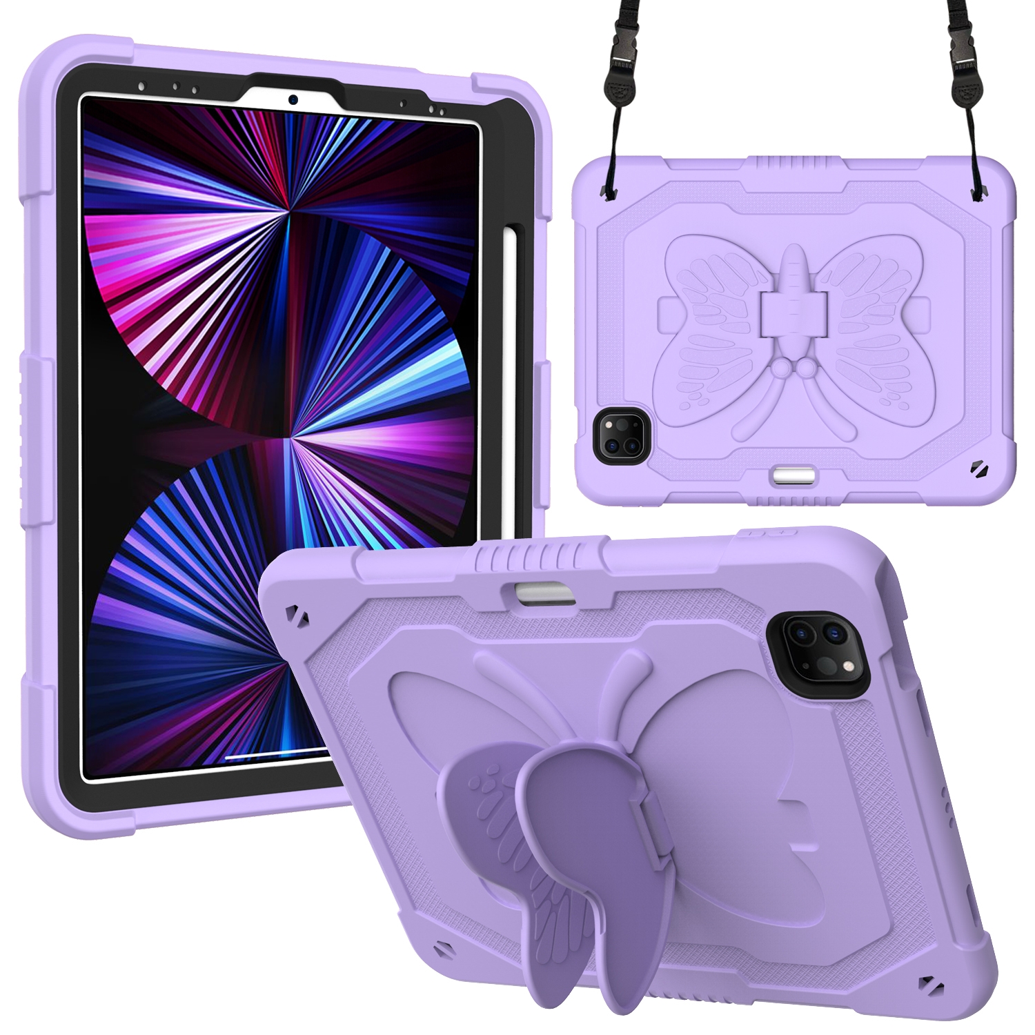 Pure Color PC + Silicone Anti-drop Tablet Tablet Case with Butterfly Holder & Pen Slot For iPad Pro 11 2018 & 2020 & 2021 & Air 2020 10.9(Raro