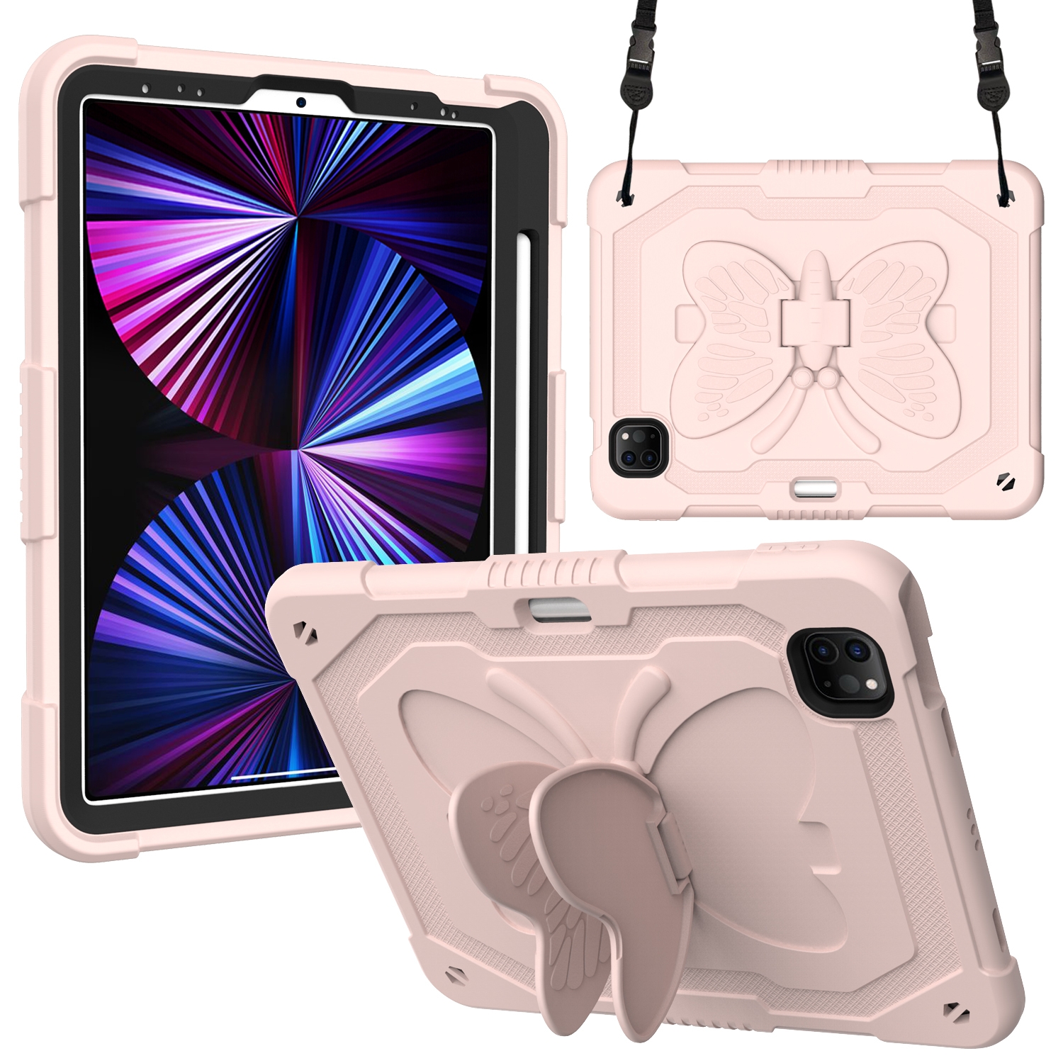 Pure Color PC + Silicone Anti-drop Tablet Tablet Case with Butterfly Holder & Pen Slot For iPad Pro 11 2018 & 2020 & 2021 & Air 2020 10.9 -