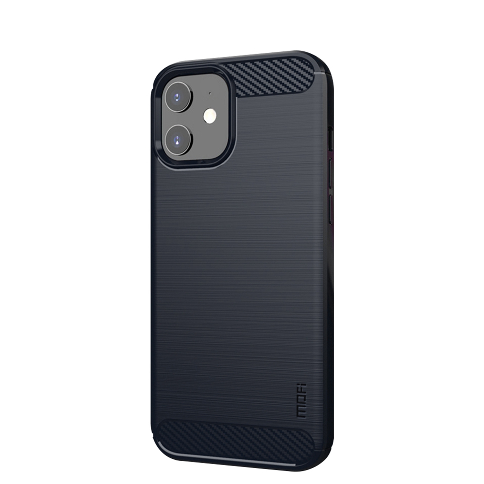 For iPhone 12 mini MOF Gentleness Series Brushed Texture Carbon Fiber Soft TPU Case (Blue) - Shopkiz.com