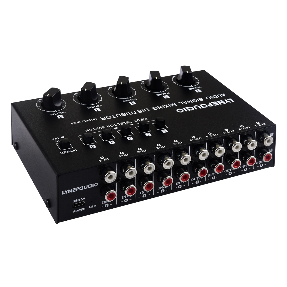 5 In 5 Out Audio Signal Selector Sound Mixing Distribute Device Input Independent Switch - Shopkiz.com
