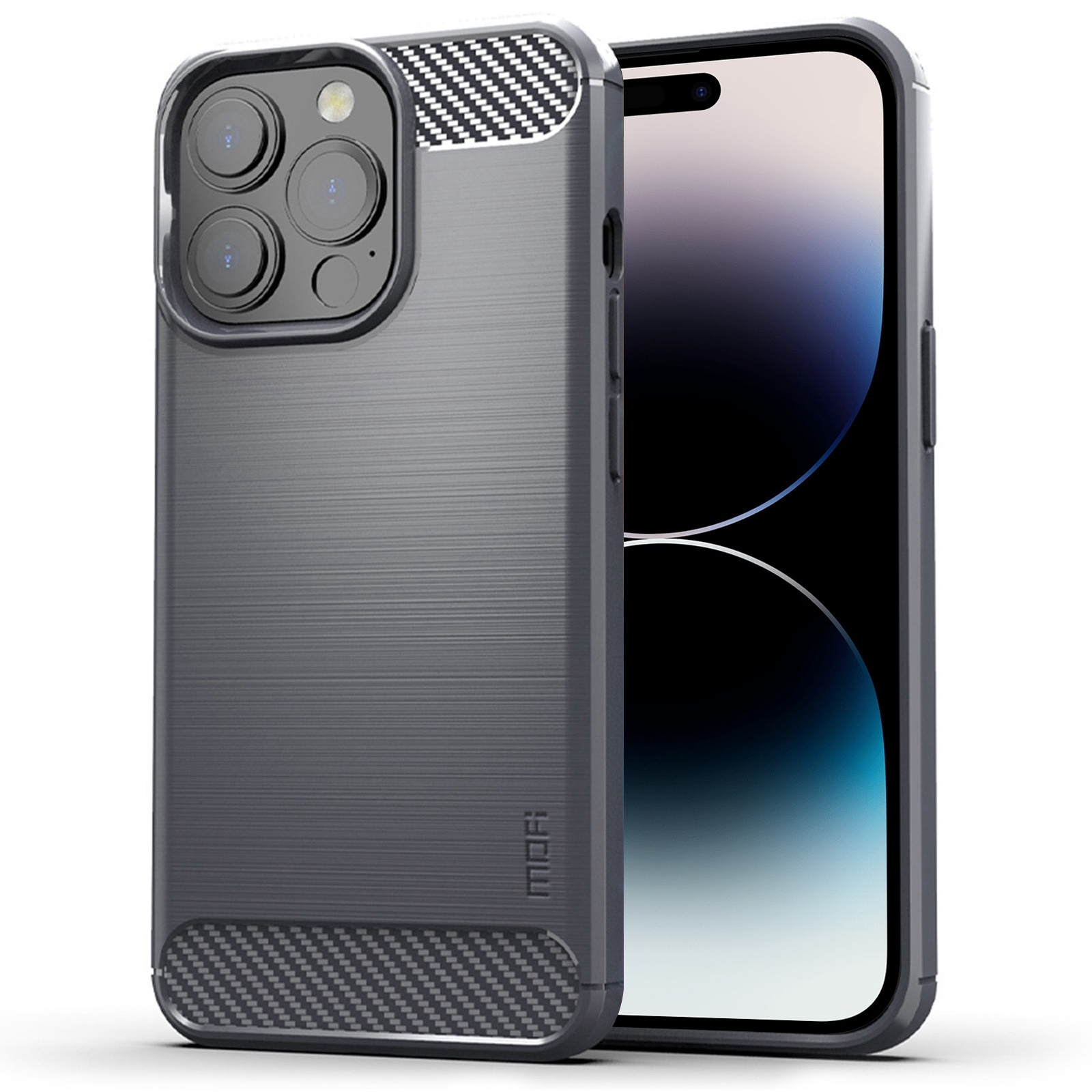 For iPhone 14 Pro Max MOFI Gentleness Brushed Texture Carbon Fiber TPU Phone Case (Gray) - Shopkiz.com