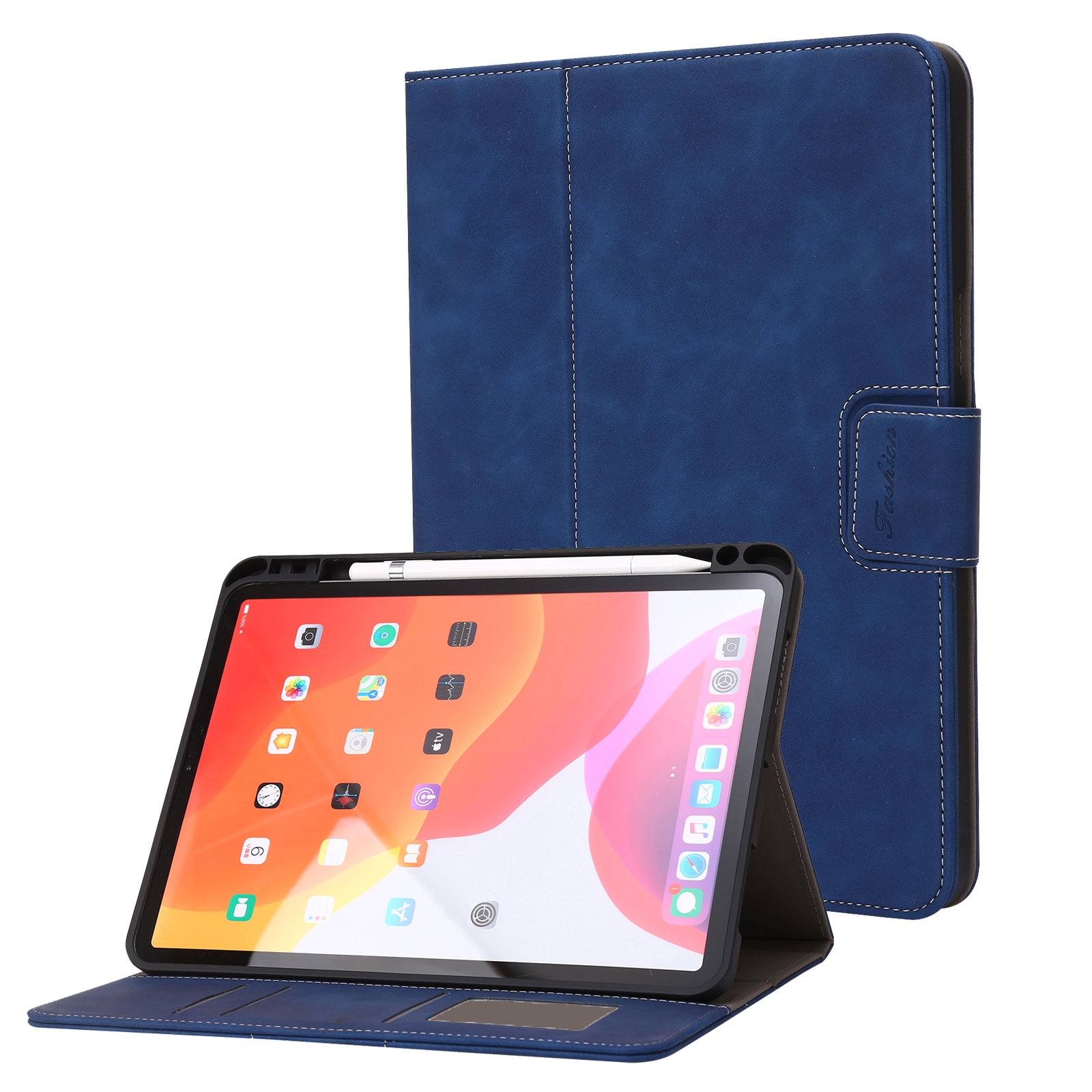 For iPad Pro 11 2022 / 2021 / 2020 / 2018 Calf Texture Horizontal Flip Leather Tablet Case(Dark Blue) - Shopkiz.com