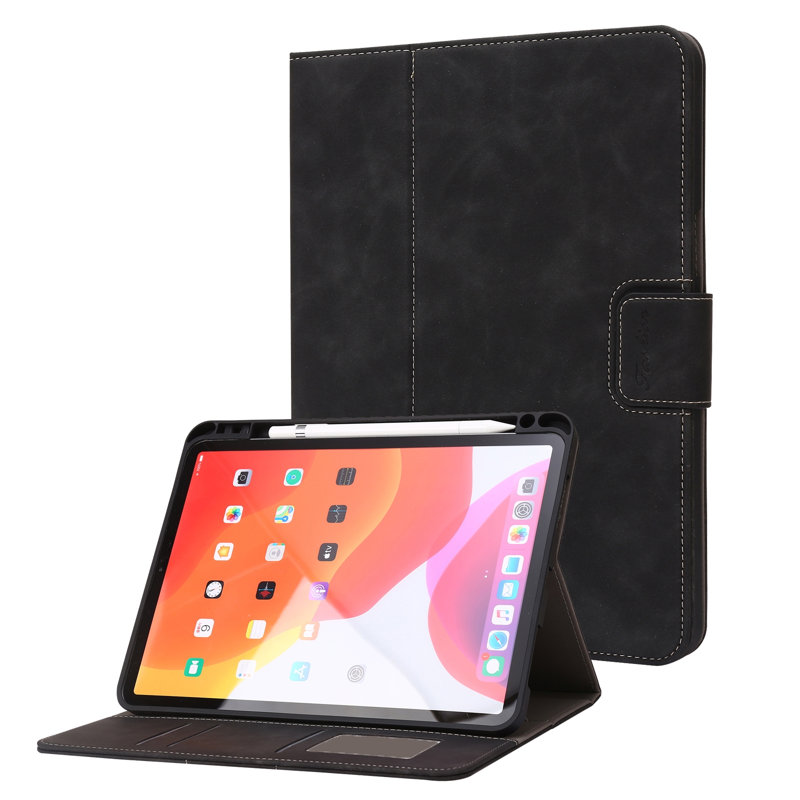 For iPad Pro 11 2022 / 2021 / 2020 / 2018 Calf Texture Horizontal Flip Leather Tablet Case(Black) - Shopkiz.com