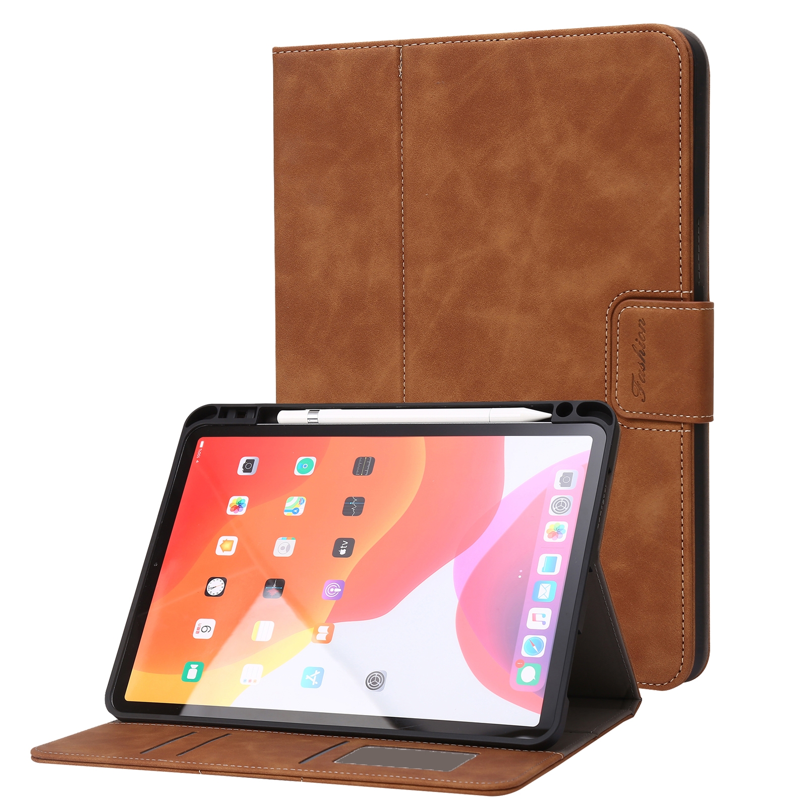 For iPad Pro 11 2022 / 2021 / 2020 / 2018 Calf Texture Horizontal Flip Leather Tablet Case(Brown) - Shopkiz.com