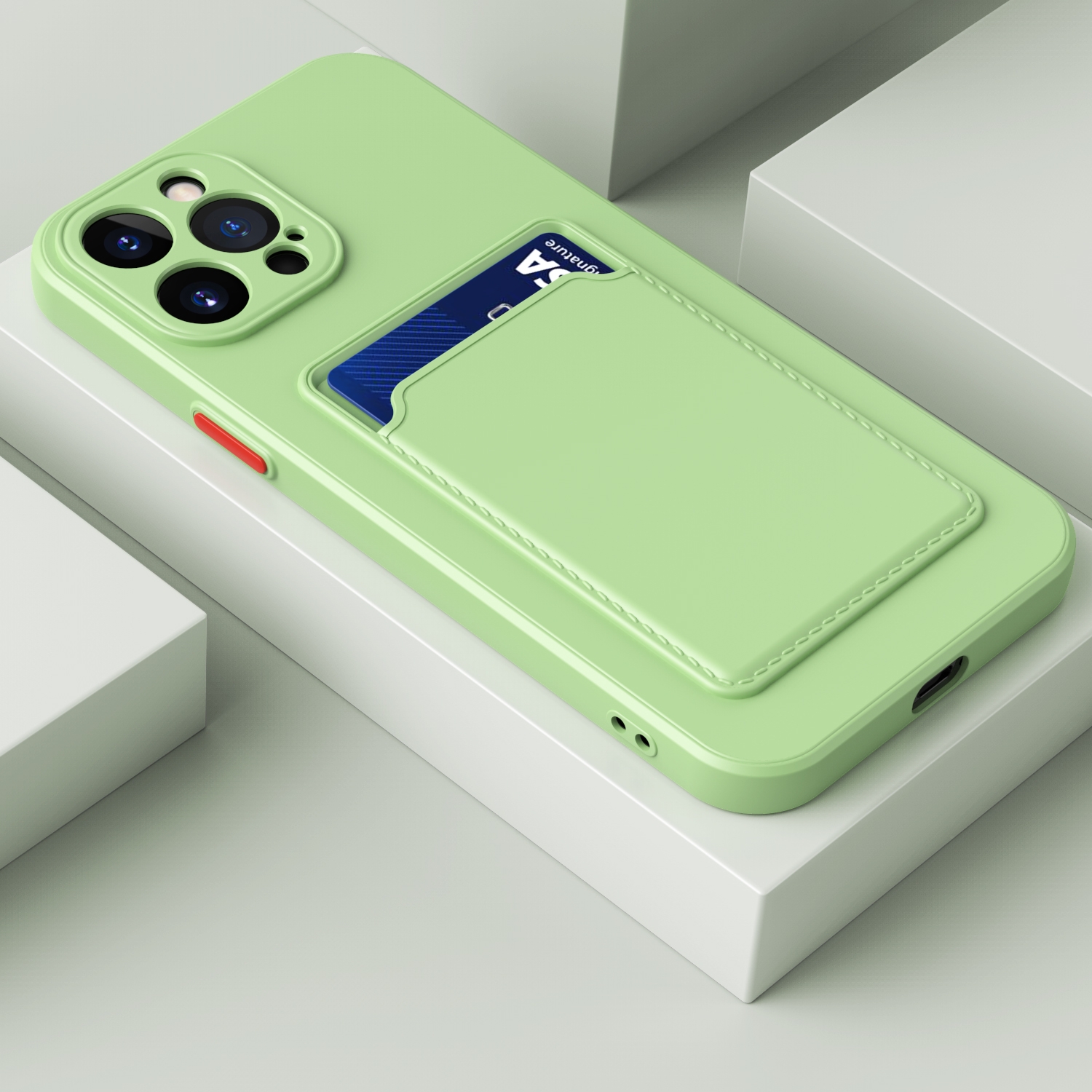 For iPhone 14 Pro Skin Feel Card Color Button TPU Case(Matcha Green) - Shopkiz.com