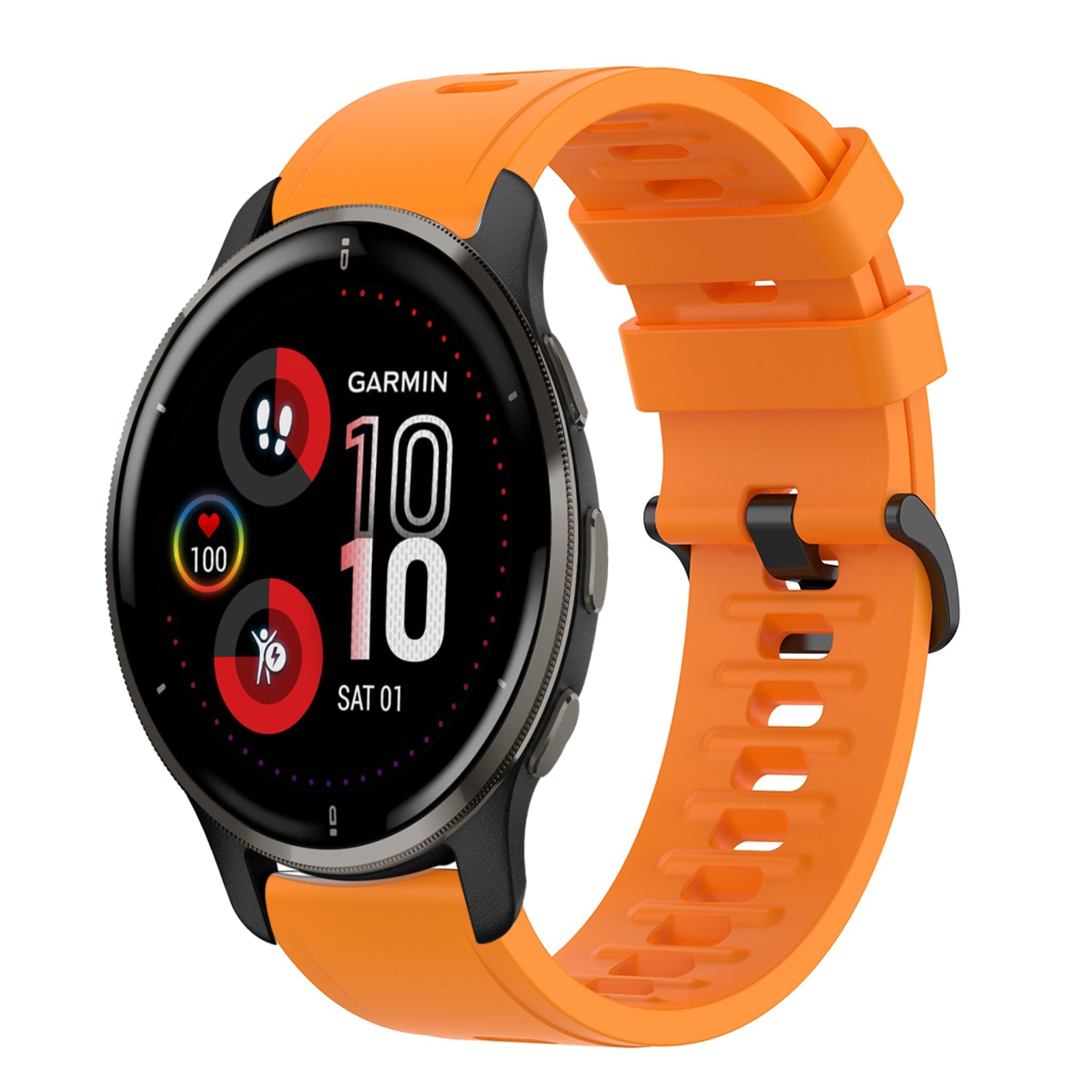 For Garmin Venu 2 Plus 20mm Solid Color Soft Silicone Watch Band(Orange)