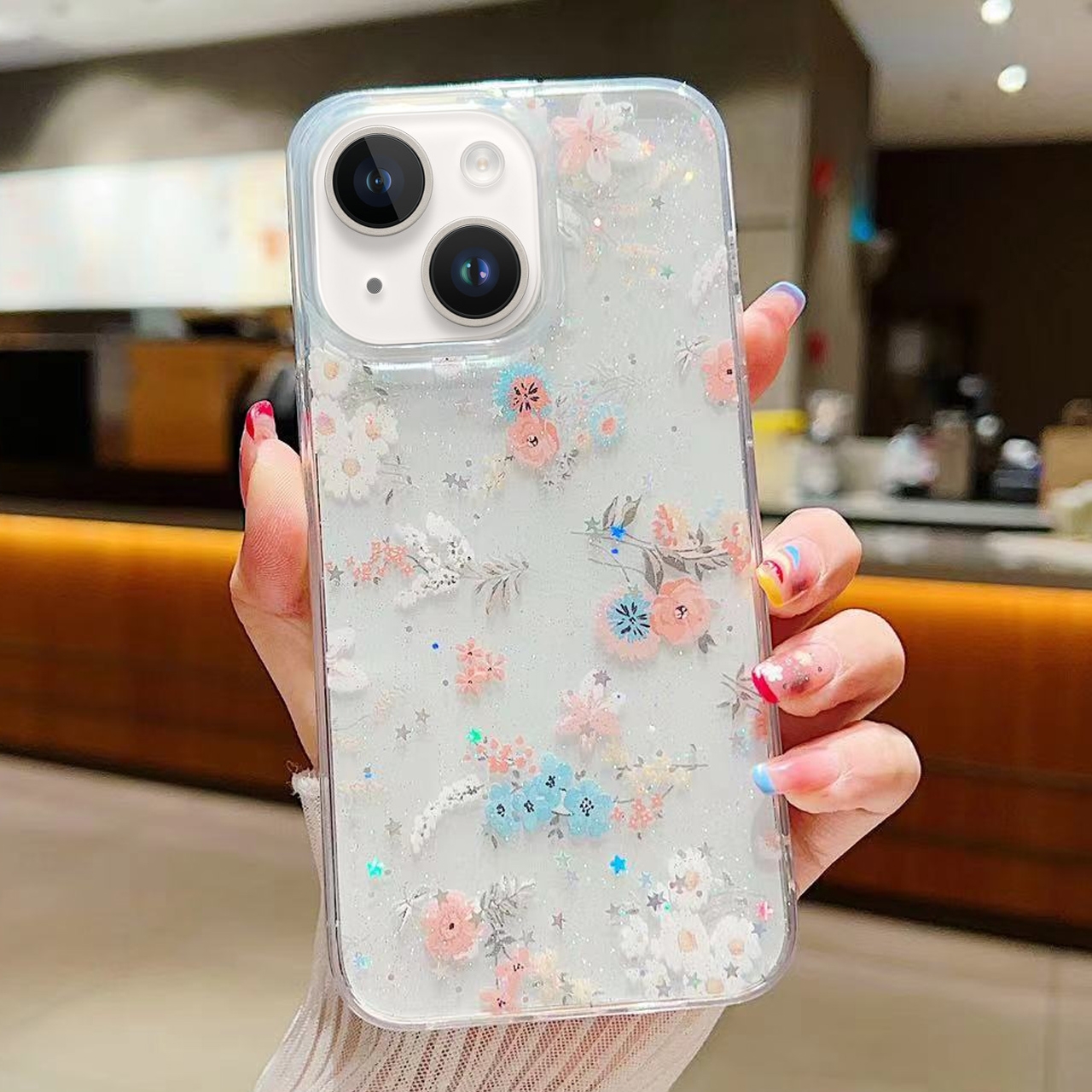 For iPhone 14 Plus Fresh Small Floral Epoxy TPU Phone Case(D01 Beautiful Bouquet) - Shopkiz.com